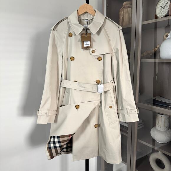 Burberry Jackets & Blazers - Burberry Double Breasted Stone Belted Trench Coat UK 8 NEW Hillington Nova Check